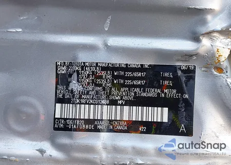 2019 Toyota Rav4 Le from USA, damaged, VIN 2T3K1RFV2KC012888